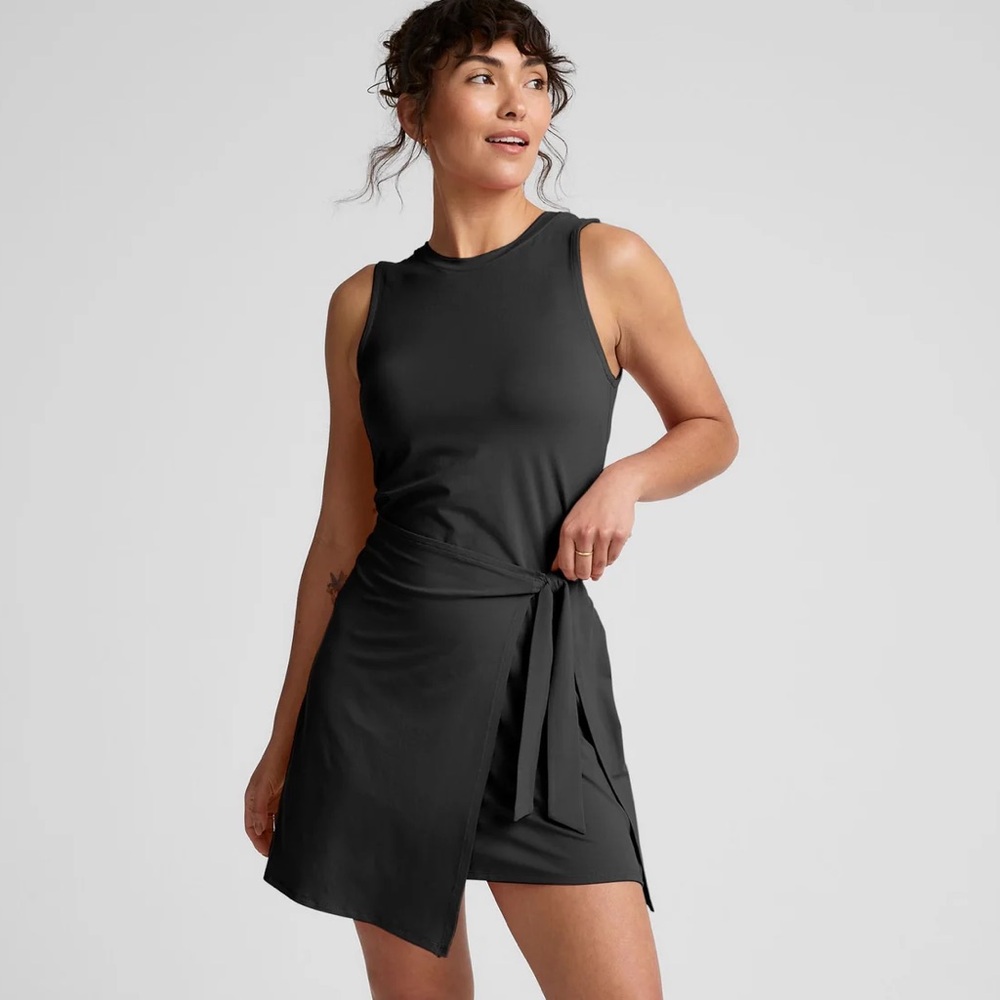 NWT Beyond Yoga Meet Up Mini Dress Front-Wrap Sleeveless Women’s XS Black